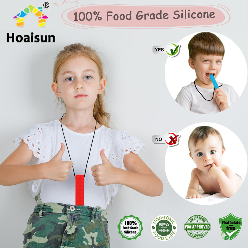 [Australia] - Chewy Necklaces for Sensory Kids, 6 Pack Chew Necklaces for Sensory Boys and Girls with Autism, ADHD, SPD, Chewing, Silicone Teething Necklace Chew Toys for Adults Reduce Anxiety Fidget 