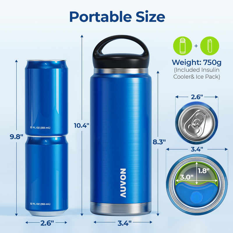 [Australia] - AUVON Large Insulin Pen Cooler for 3-6 Pens with Medical Tag, TSA Approved Insulin Travel Cooler with Portable Handle, Diabetic Travel Case with Gel Ice Pack and Anti-freezing Drawstring Bag 