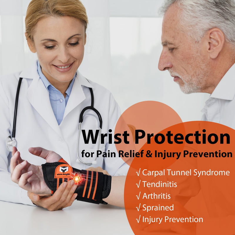 2 Pack Carpal Tunnel Wrist Brace [2025 Upgraded Adjustable Straps & Elastic Thumb Hole] Soft Breathable Night Support Wrist Brace for Pain Relief Tendonitis, Sprain, Arthritis - Left & Right (Size:S) Small（5-6"）