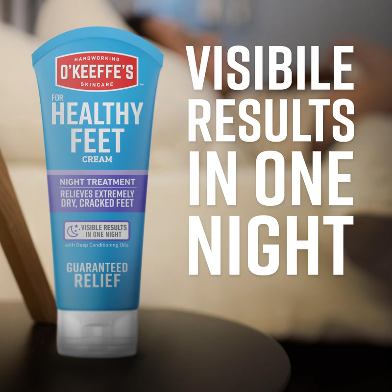 O'Keeffe's for Healthy Feet Night Treatment Foot Cream, 7 oz Tube | Relief for Extremely Cracked, Dry Feet, Instantly Boosts and Retains Moisture, Non-Greasy, Unscented, Repairing Skincare 7 Ounce (Pack of 1)