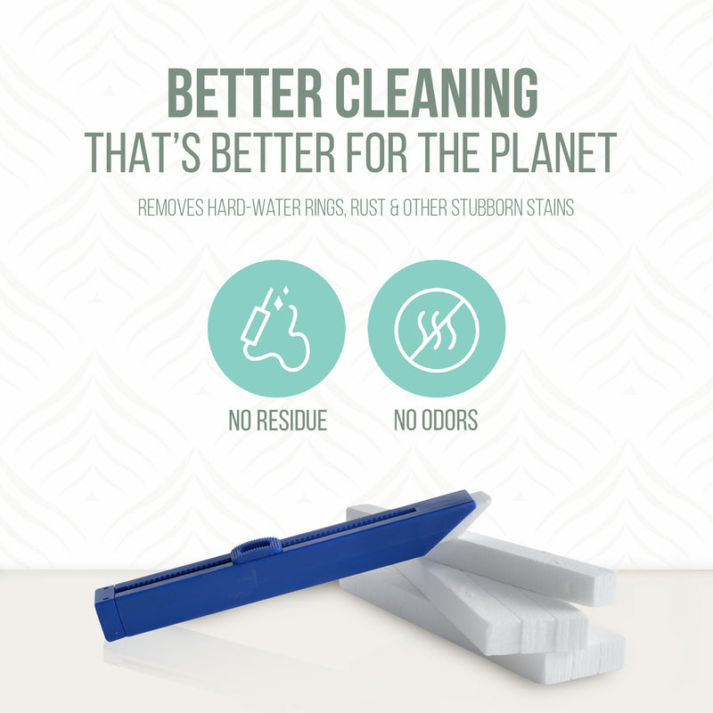 [Australia] - Powerstone Pumice Long Lasting Chisel Sticks - 8 Pack | Refillable Case with 8 Scouring Sticks to Remove Stains, Limescale & Carbon Buildup from Stoves, Ovens, BBQ Grills, Sinks, Tiles, Toilets & More 