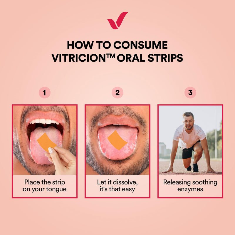 Vitricion Joint Health Oral Strips | 30 Oral Strips | Curcumin, Vitamin D3, AquaLOX | Supports Joint Comfort & Flexibility | Cranberry Flavour | Fast Dissolving Supplement Strips, No Water Needed Pack of 1 (30 Oral Strips)