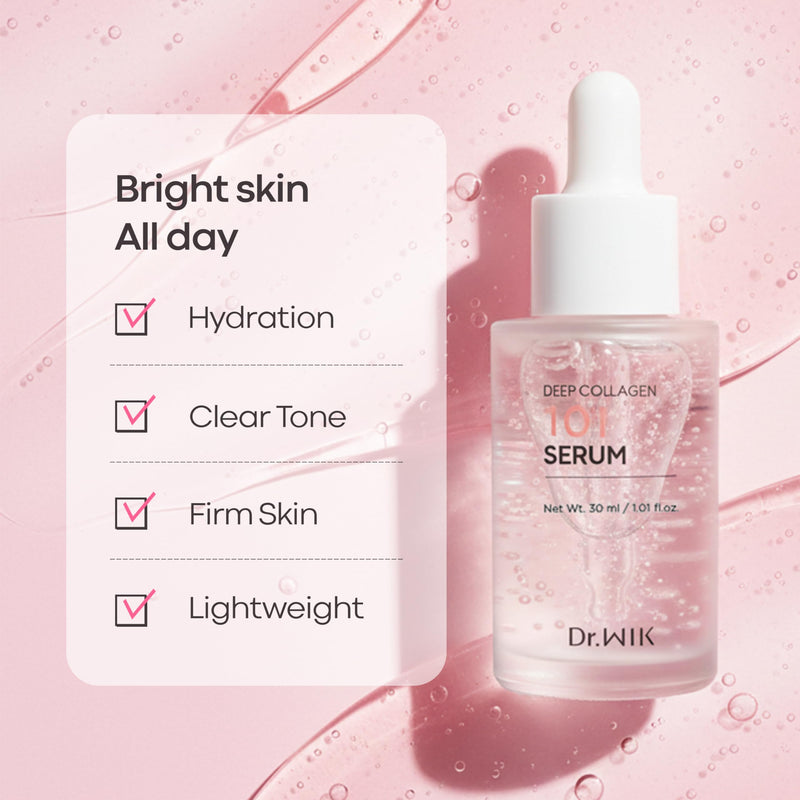 Dr.WIK Deep Collagen 101 Face Serum with Vitamin Complex (30ml/1.01 Fl.Oz) | Vitamin Complex, Collagen Capsule, Glow Care, Smooth, Daily Use, Firming & Glow & Hydrating, Korean Skincare, Glass Skin