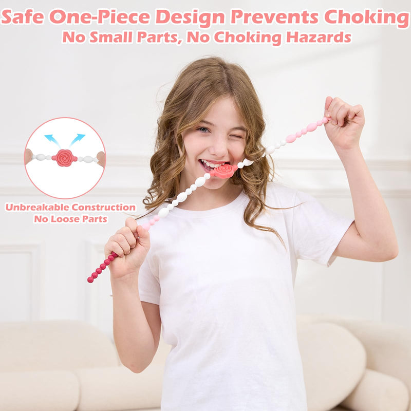 [Australia] - Chew Necklaces for Sensory Kids Adults, Flower Chewy Necklace Sensory Toys for Autism Nail Biting Anxiety, Fidget Necklace Oral Chew Toys, ADHD Tools for Boys Girls Blush Lavender 