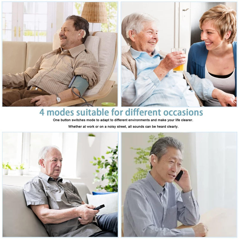 [Australia] - Hearing Aids Hearing Amplifiers for Seniors Rechargeable with Noise Cancelling-Hearing Aid Loss Amplifier Seniors&Adults Charging Case&Volume Control Beige (Z101) Silicone 
