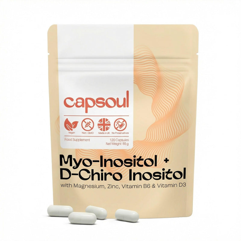 Capsoul Myo-Inositol & D-Chiro-Inositol Supplement 100:1 Ratio - Hormone Balance for Women & PCOS Support - Fertility & Ovulation Health | 2100mg Capsule
