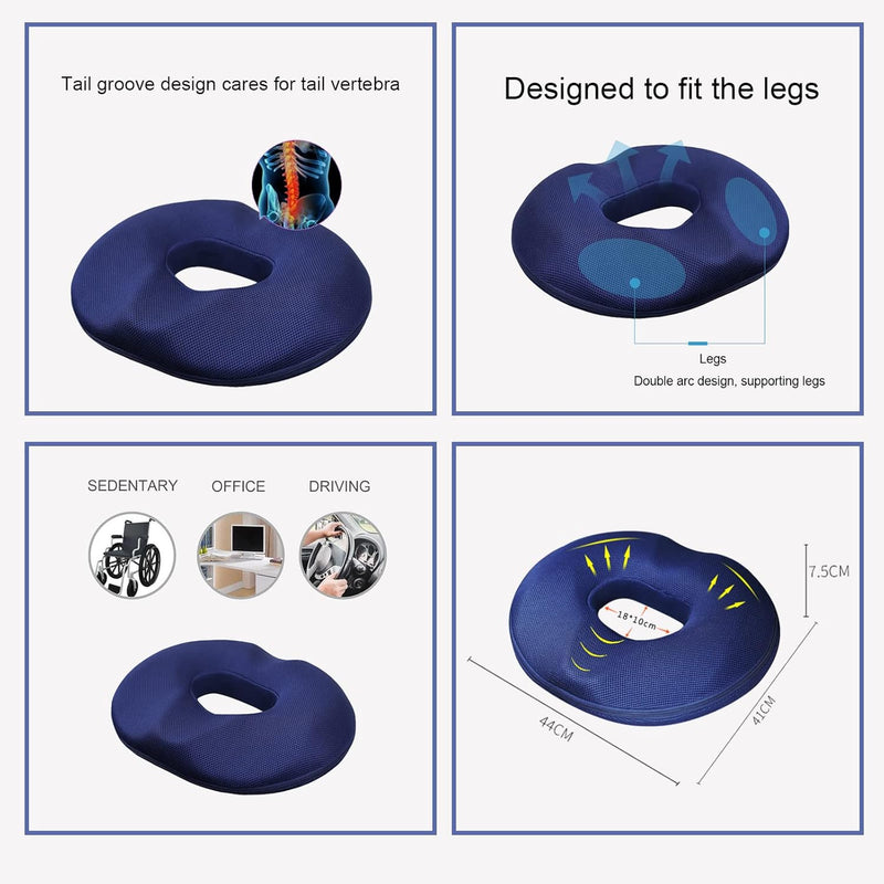 [Australia] - Donut Pillow Tailbone Pain Relief Cushion Bed Sores, Bed Sore Cushions for Butt, Positioning Pillow, Anti-Decubitus Pad for Hemorrhoids, After Surgery Blue 
