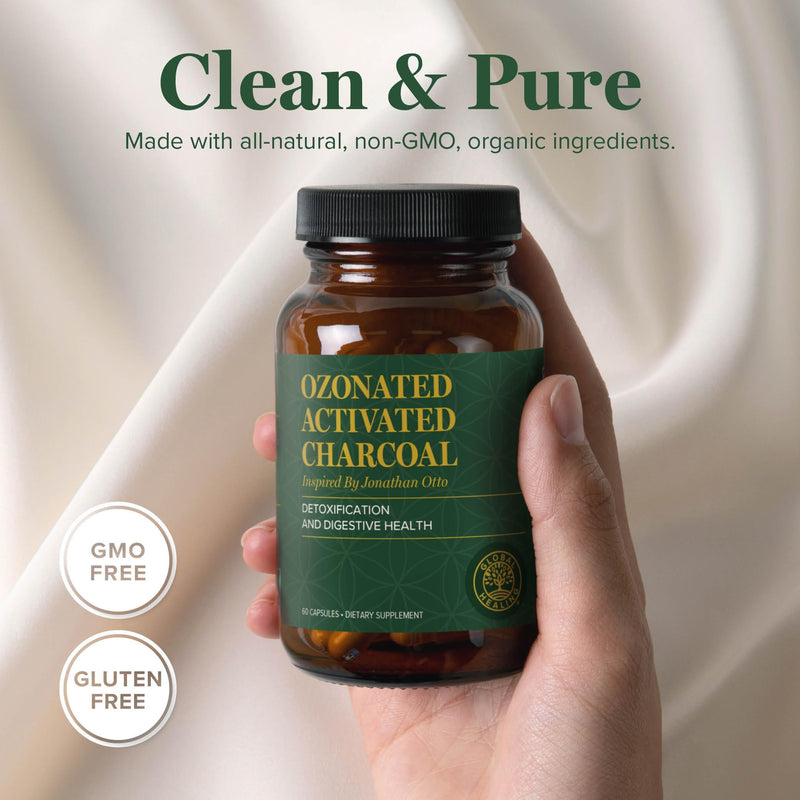 [Australia] - Global Healing Ozonated Activated Charcoal Powder - Advanced Digestive Detox That Adsorbs Internal Unwanted Compounds - Helps Relieve Occasional Gas Discomfort - 60 Activated Charcoal Pills 