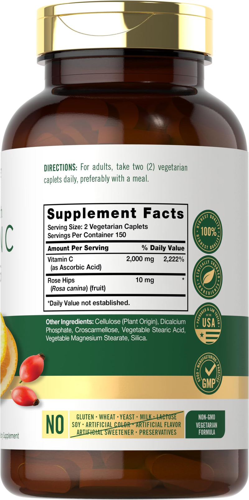 [Australia] - Carlyle Vitamin C 1000mg | 300 Vegetarian Caplets | Ascorbic Acid with Wild Rose HIPS | High Strength Formula | Non-GMO and Gluten Free Supplement 300 Count (Pack of 1) 
