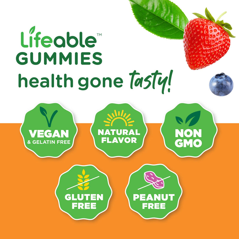 Lifeable Zinc 50mg + Vitamin C 750mg, Gummies Bundle - Great Tasting, Vitamin Supplement, Gluten Free, GMO Free, Chewable Gummy