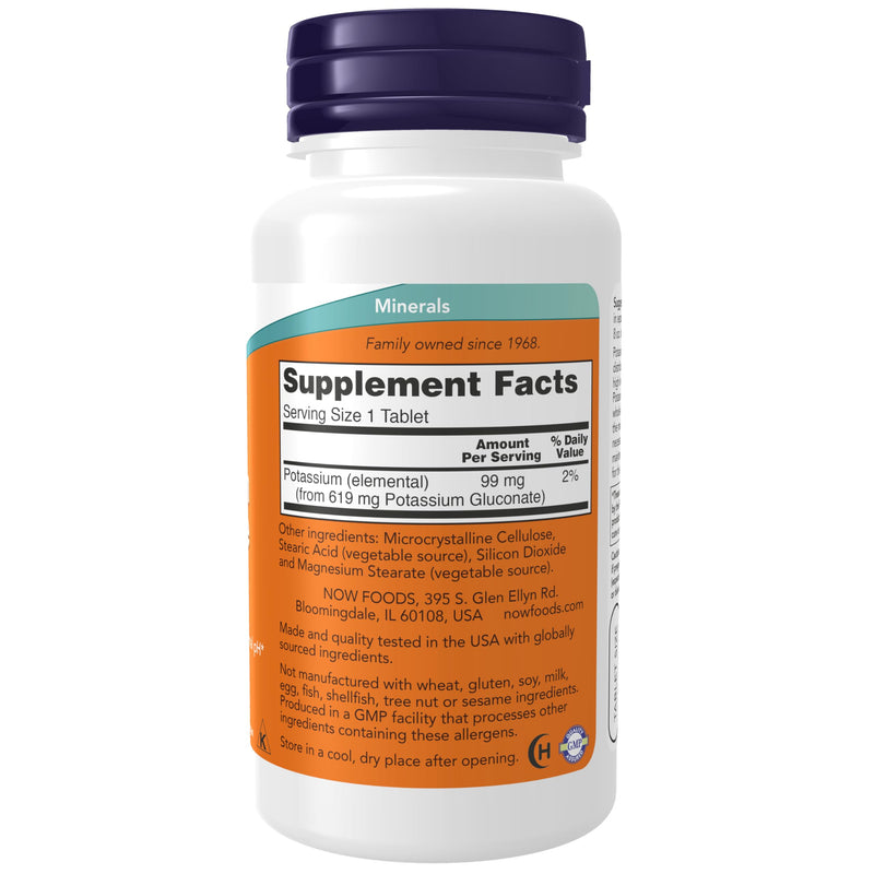 NOW Foods Supplements, Potassium Gluconate 99mg, Easier to Swallow, Essential Mineral*, 100 Tablets 100 Count (Pack of 1)