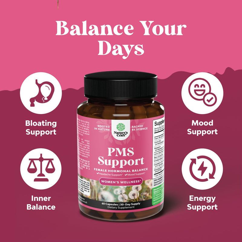 Bundle of PMS Support Supplement for Women – Hormone Balance & Menstrual Discomfort with DIM Chasteberry and Pure Magnesium Glycinate Supplement 400mg Per Serving for Mood Sleep and Relaxation Support