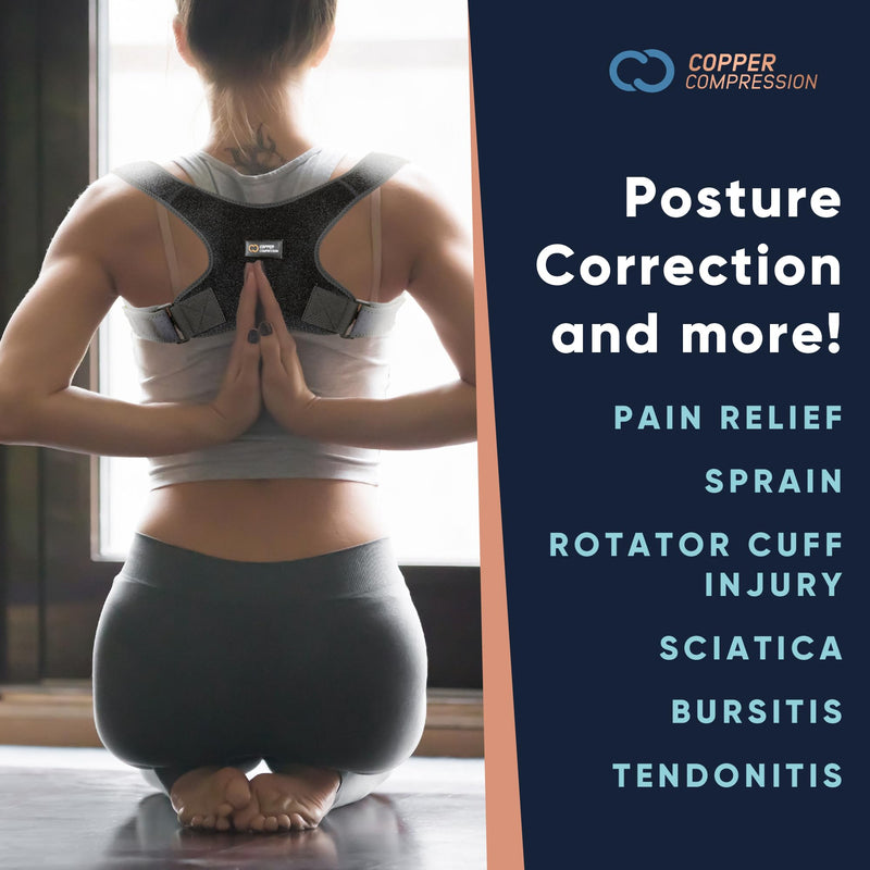 [Australia] - Copper Compression Posture Corrector for Men & Women - Adjustable Copper Infused Orthopedic Brace for Pain Relief from Bad Posture, Slumping - Targets Upper Back, Shoulders, Neck, Clavicle Large/X-Large (Pack of 1) 