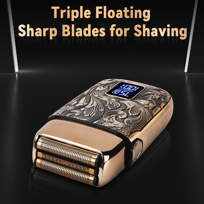 [Australia] - Ufree Close Shave Electric Foil Shavers for Men, 3-Speed Electric Razor, Bald Head Shavers, Face Shaving Beard Trimmer with LCD Display, Gifts for Men 