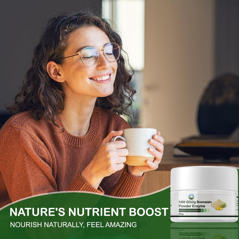 Bromelain Powder Enzyme - Digestive Enzyme Powder, Enhanced Super Digestive Enzymes, Bromalein Enzymes - Vegan, Gluten Free - 50g Bromelain