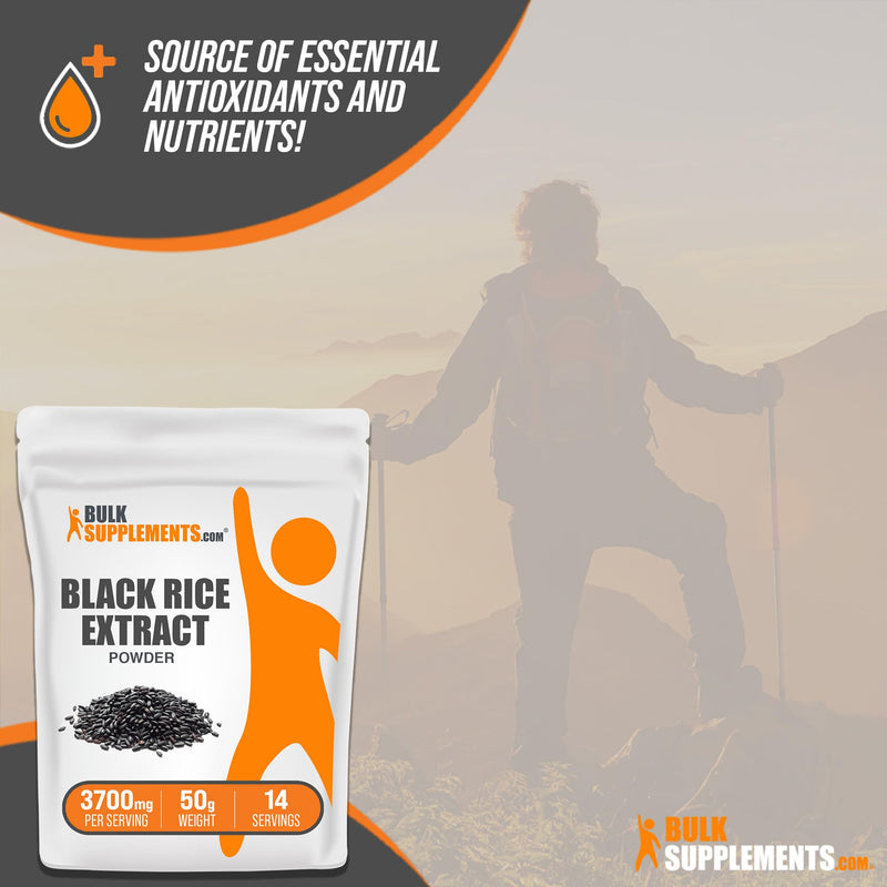 BulkSupplements.com Black Rice Extract Powder - Black Rice Supplement, Black Rice Powder - Gluten Free Supplement, 3700mg per Serving, 50g (1.8 oz) (Pack of 1) 1.8 Ounce (Pack of 1)