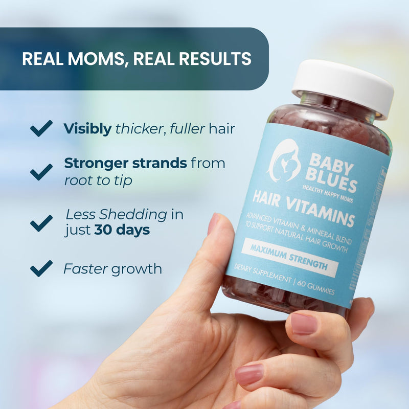 Baby Blues Postpartum Hair Loss Vitamins & Gummies for Women, Biotin & Collagen for Hair Growth Support, Thinning Hair Support, Thicker Fuller-Looking Hair, Hair Skin & Nails, Postnatal, 60 Count 60 Count (Pack of 1)
