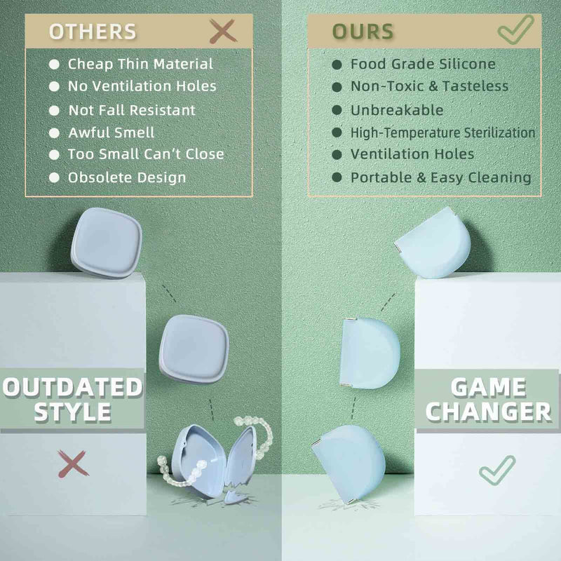 [Australia] - Silicone Retainer‚ÄÇCase with Lanyard Slim Cute Retainer Holder Dental Thin Container Braces Case for Girl Women Kids Men Travel Partial Denture Night Mouth Guard Aligner Case(Light Blue) Light Blue 