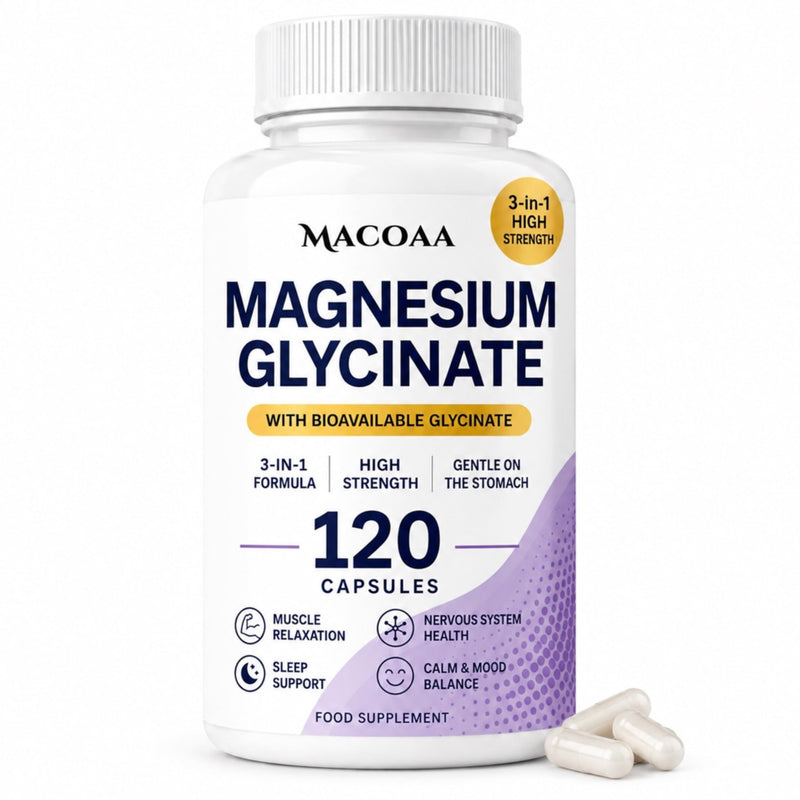 Premium Magnesium Glycinate 3-in-1 1400mg High Strength Formula with L-Theanine & Vitamin B6, 400mg Elemental Magnesium, Sleep, Muscle & Nervous System Support, 120 Capsules