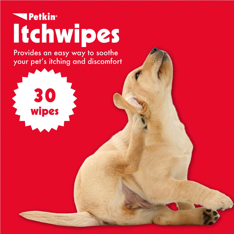 Petkin Anti Itch Wipes for Dogs and Cats - Soothes Hot Spots, Skin Irritations and Scratching - Bitter Taste Stops Licking and Chewing - Super Convenient, Ideal for Home or Travel - 30 Wipes 1 - PawsPlanet Australia