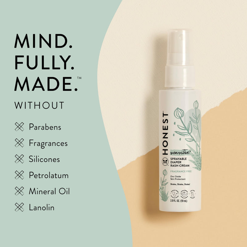[Australia] - The Honest Company Baby Diaper Rash Cream Spray | Moisturizing + Calming Zinc Oxide | Hypoallergenic, Dermatologist Tested, Cruelty Free | 2 fl oz 2 Fl Oz (Pack of 1) 