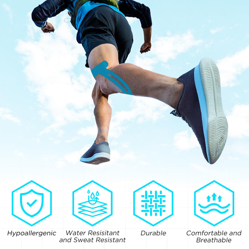 OK TAPE Nylon Kinesiology Tape for Knee, 10 Pcs Stretchable on Four Sides Precut Strips, Athletic Tape for Knee Support & Stability,Breathable and Hypoallergenic, Beige