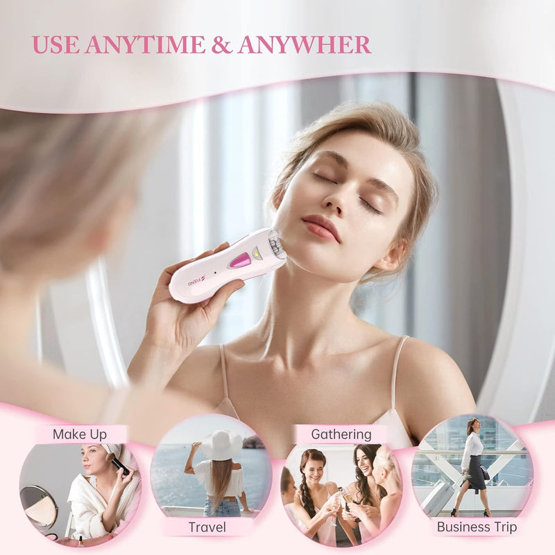 [Australia] - Epilator for Women, Facial Epilator Women, Wireless Electric Epilator, Painless Mini Epilator, Epilator with LED Light for Women, Face, Body, Armpit, Bikini, Leg White-#4 