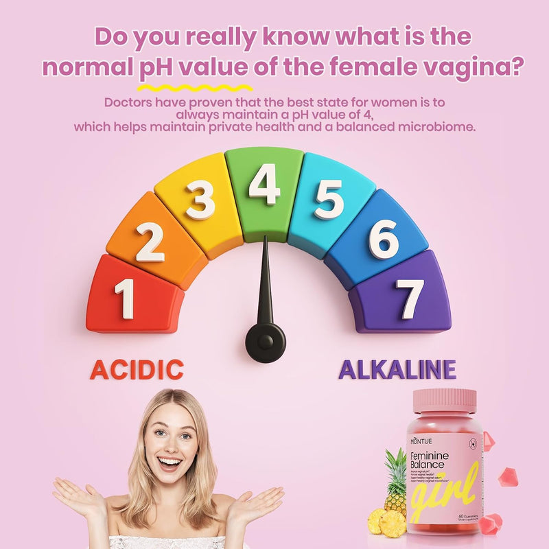 Premium Feminine Balance Gummies, for Women’s Wellness & pH Balance, Immune Support,Vegan, Hawaiian Pineapple, Non-GMO (60 Gummies) NEW-60 Gummies