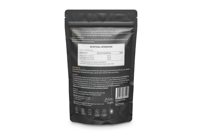 Beef Organ Complex Capsules | Grass-Fed Liver, Heart & Kidney | Freeze-Dried Organ Supplement | Supports Energy, Metabolism, Immunity & Vitality | 120 Capsules | Non-GMO | Gluten-Free 120 count (Pack of 1)
