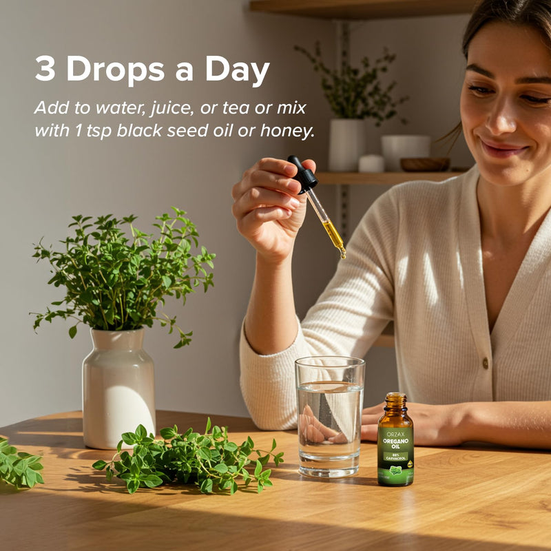 Orzax Oregano Oil Drops, 1 Fl Oz (30 ml), Wild Oregano Oil with 88% Carvacrol, Helps Immune Support, 200 Day Supply