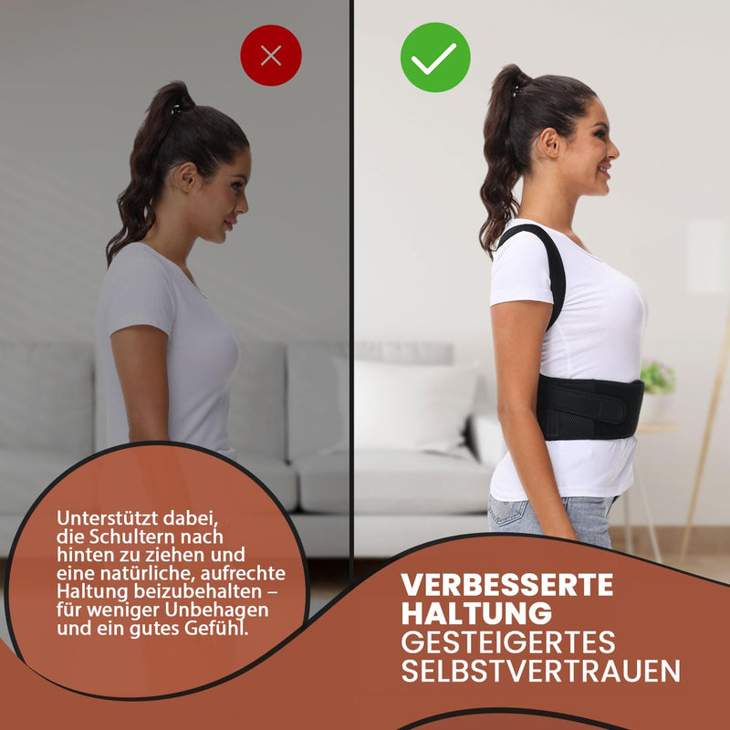 [Australia] - DONNER KRAFT posture correction men and women: back posture corrector posture correction strap for men and women - adjustable and breathable posture trainer + ebook guide (L) L 
