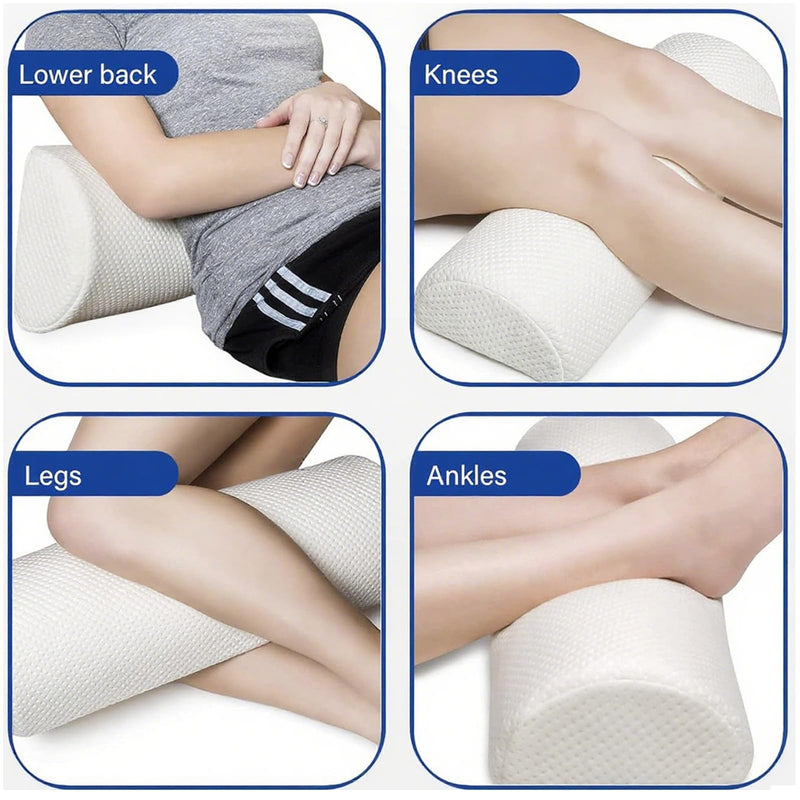 [Australia] - Single Pack Half Moon Bolster Pillow for Legs, Knees, Lower Back.Semi Roll Round Pillow for Ankle and Foot Comfort, Head Neck Spine Hip Pain Relief,Machine Washable Cover White 20.5" x 8" x 4.5" 