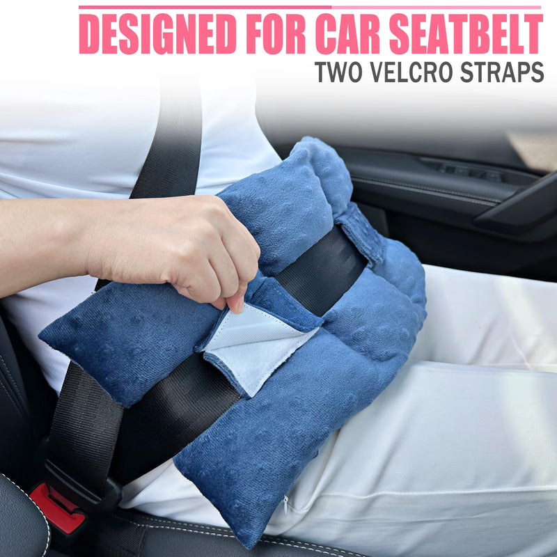 Ostomy Seatbelt Pillow, Ostomy Driving Protector, Stoma Shiled Ileostomy Urostomy Riding Guard, No Squeezing, Ostomate Must Have Supplies, Minky Dot Denim Blue