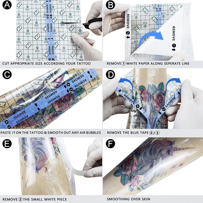 [Australia] - KeyEntre Tattoo Aftercare Bandage 6" x 1 Yard - Second Skin Bandage for Faster Tattoo Healing Recovery and Skin Care Protection - Tattoo Skin Waterproof Bandage - Transparent Film Waterproof(Black) 6x36 Inch (Pack of 1) 