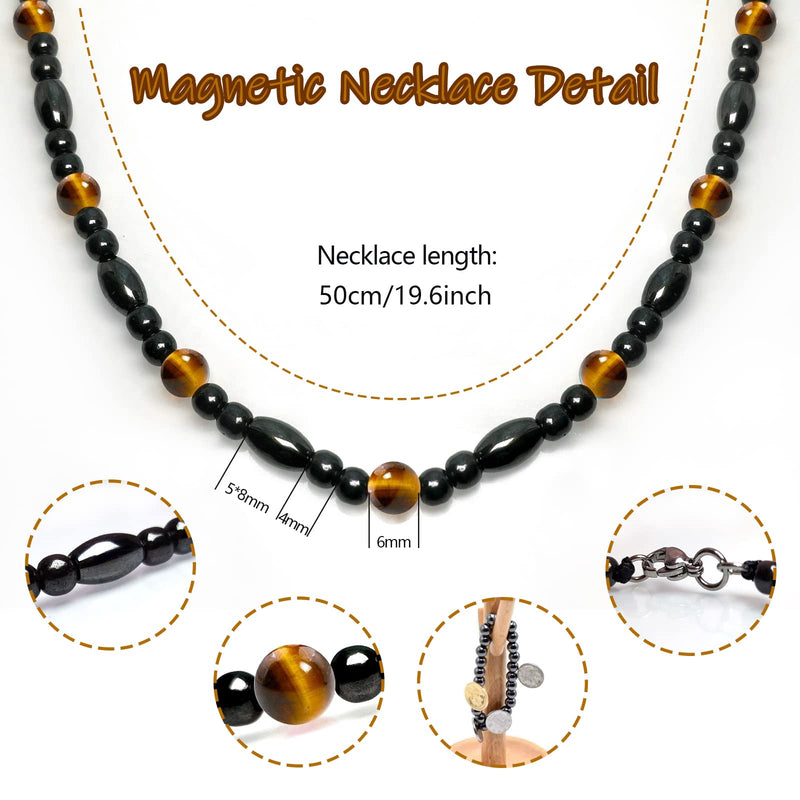 Magnetic Therapy Necklace Hematite Necklace Black Obsidian Tigers Eye Magnetic Necklace Hematite Tigers Eye