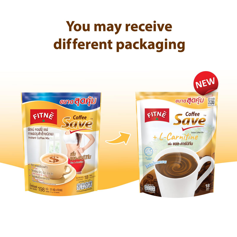 FITNE Instant 3 in 1 Coffee Packets Mix with L-Carnitine for Workout Exercise Vitamin B1 B2 B6 Smooth Blend No Sugar Sucralose Sweetener, 18 Sachets 18 Count (Pack of 1)