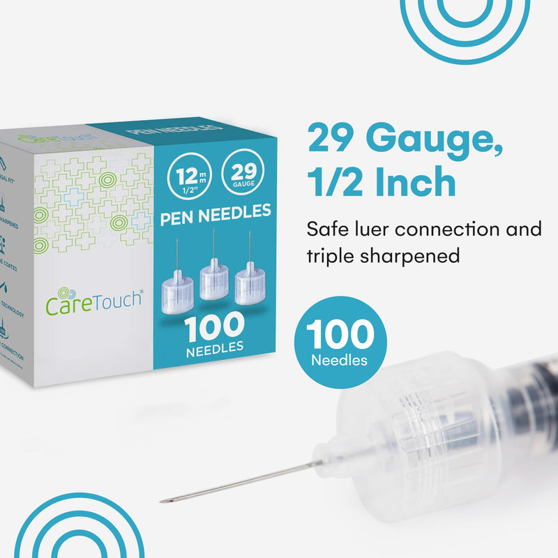 [Australia] - Care Touch Pen Needles 29 Gauge, 1/2 Inch, 12.7mm (Pack of 100) 