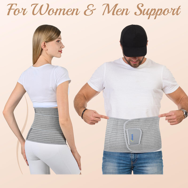 Abdominal Binder Post Surgery Postpartum Belly Band, C-section Belly Binder, Girdle for Postnatal, Adjustable Belly Wrap, Back Pain Relief (Polyester Made with Charcoal Fiber) Grey S/M
