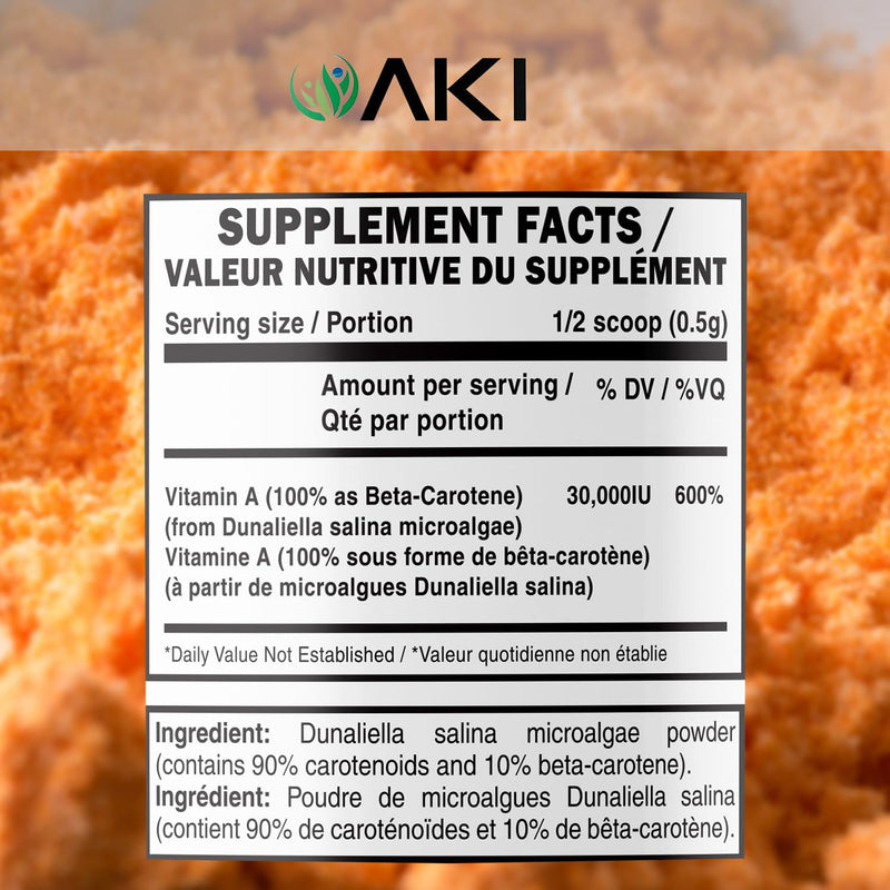 [Australia] - AKI Beta Carotene 10% Powder (1.5Oz, 42.52G) Highly Concentrated flavouring Fount of Vitamin A, May Helps to Support Body Functions, Skin, Immune System, and Eye | GMO Free & Vegan Friendly 