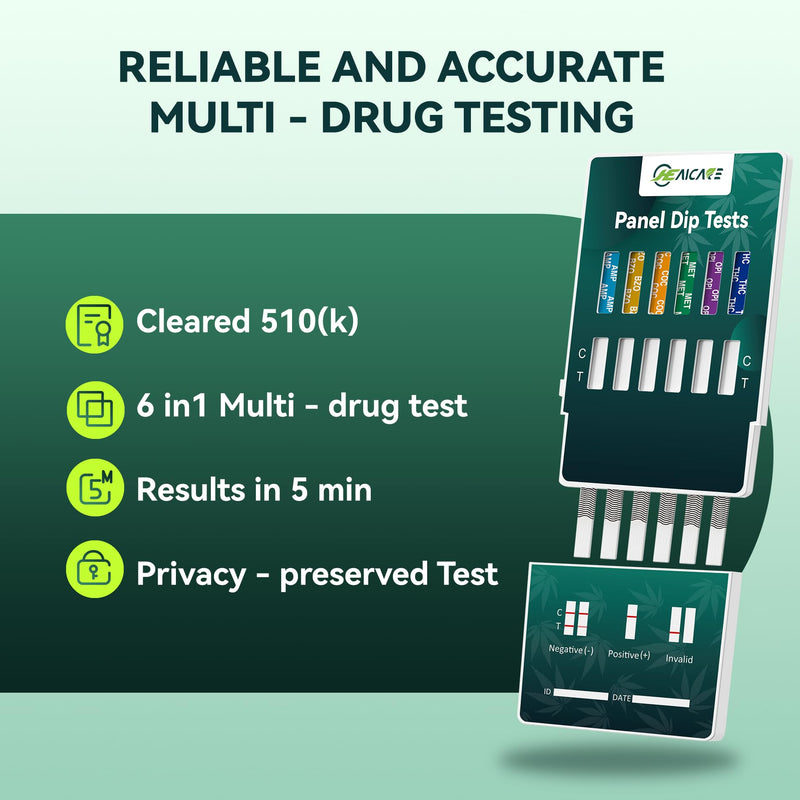 AssureTech Panel Dip Tests, Multi-Drug Urine Test Kit, Detect 6 Drugs in One, AMP, BZO, COC, MET, OPI, THC, Rapid Instant Drugs Test-5 Pack