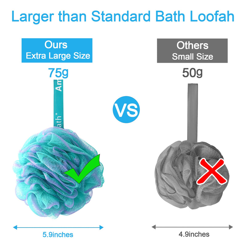 [Australia] - AmazerBath Loofah Sponge 75g/Piece, Exfoliating Bath Sponge Body Scrubber - Loofa Set of 4 Flower Color (Large, Green-Purple) Large (Pack of 4) 