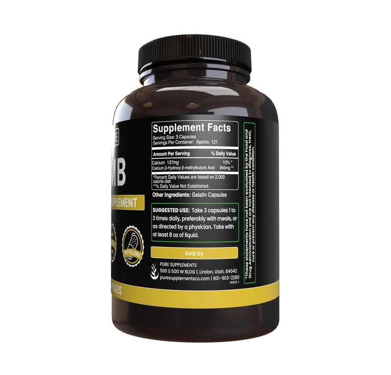 Pure Original Ingredients HMB (365 Capsules) No Magnesium Or Rice Fillers, Always Pure, Lab Verified 365 Count (Pack of 1)