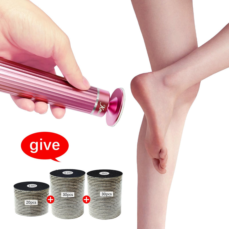 [Australia] - 5.3'' Electric Foot Callus Remover with 80pcs Sandpaper Discs & Brush, Professional Aluminum Ergonomic Pedicure Tool, Stepless Speed & Reverse Control for Dead Skin Removal (Pink) Pink 