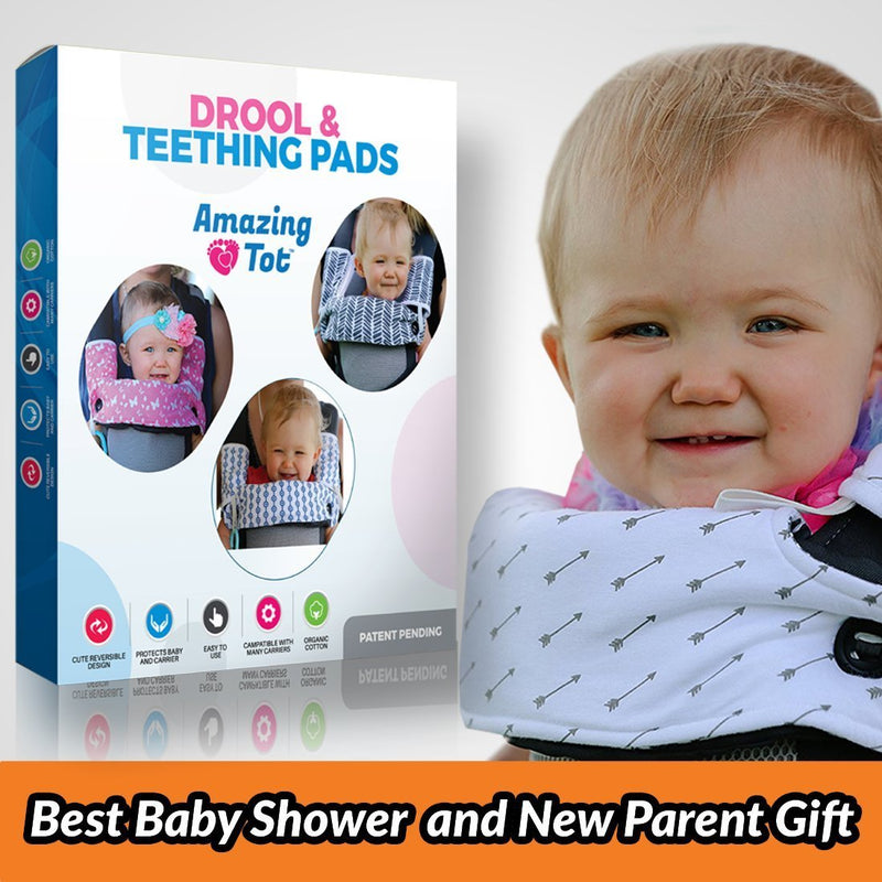 [Australia] - Drool and Teething Pad Reversible Organic Cotton 3-Piece Set Compatible with Ergobaby Four Position 360 Baby Carrier (Grey and White Arrows) [Patent Pending] Grey and White Arrows 