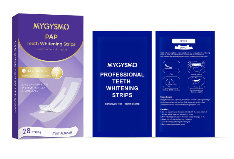 [Australia] - Pap Teeth Whitening Strips - for Sensitive Teeth, 8% Pap Formula, Gentle & Enamel-Safe, No Residue, Easy to Use Anytime, Helps Remove Coffee, Tea, Wine Stains, 14 Pairs - 28 Sheets Purple 1 Count (Pack of 14) 
