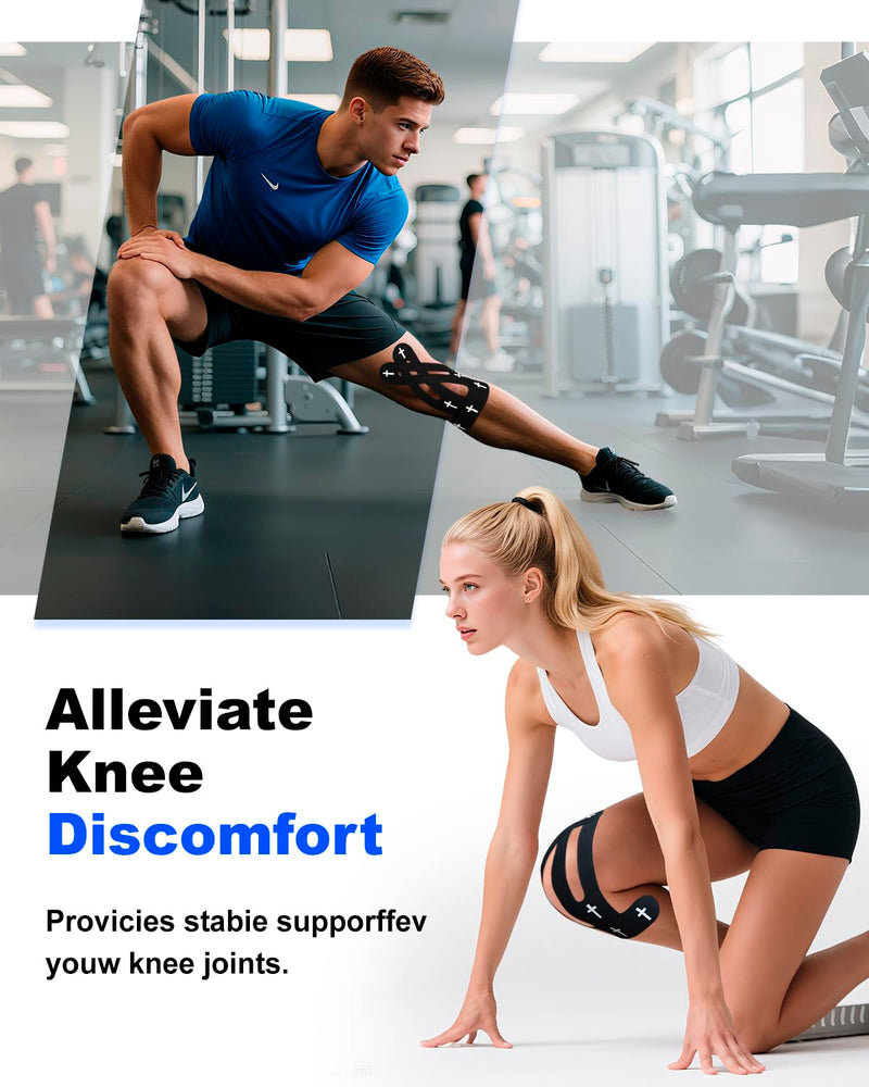 12 Pcs Cross Kinesiology Tape for Knee, Christian Athletic Tapes Religious Sport Bunion Tape Cross Black precut Kinesiology Tape for Knees Support & Stability Sports Gymnastics Tennis Breathable