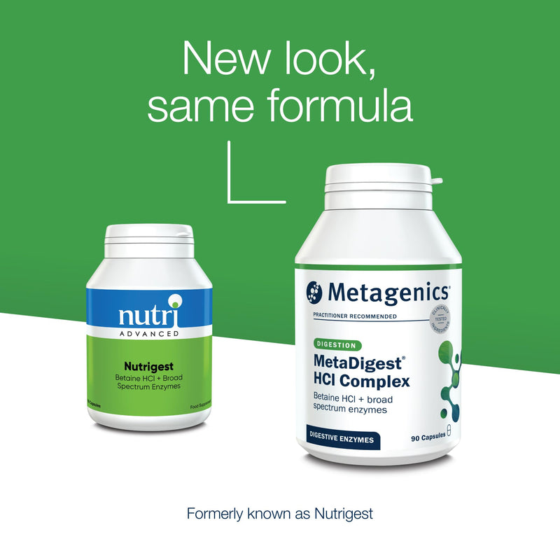 Metagenics MetaDigest HCI Complex - HCI + Broad Spectrum Digestive Enzymes - Supports Digestion - 90 Capsules