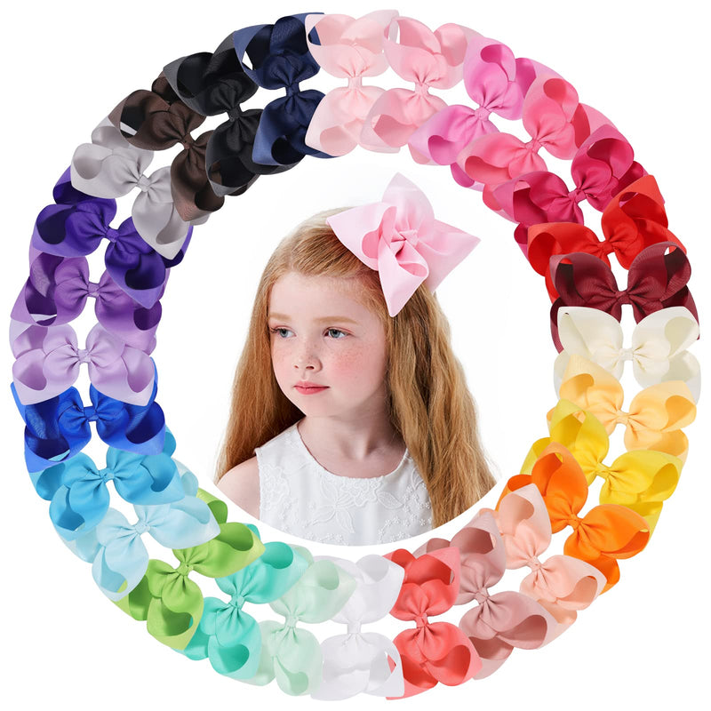 Choicbaby 28pcs 6 Inch Hair Bows for Girls Large Hair Bows with Alligator Clips Toddler Hair Accessories for Baby Girls Kids Teens