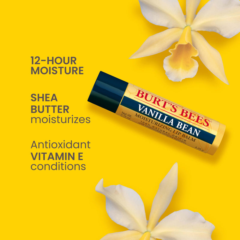 Burt's Bees Lip Balm, Vanilla Bean, Lip Moisturizer With Responsibly Sourced Beeswax, Tint-Free, Natural Conditioning Treatment, 1 Tube, 0.15 oz. (Pack of 2) 1 Count (Pack of 2)