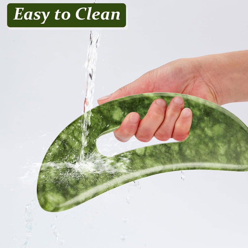 [Australia] - ideayard Large Jade Stone Gua Sha Massage Tool, Scraping Tool for Lymphatic Drainage, Body Sculpting for Muscle Scraping & Cellulite Reduction Green 